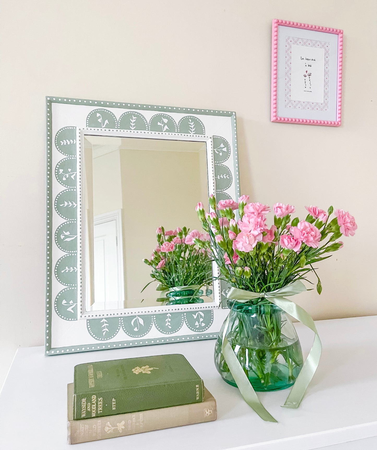 Hand Painted Floral Mirror