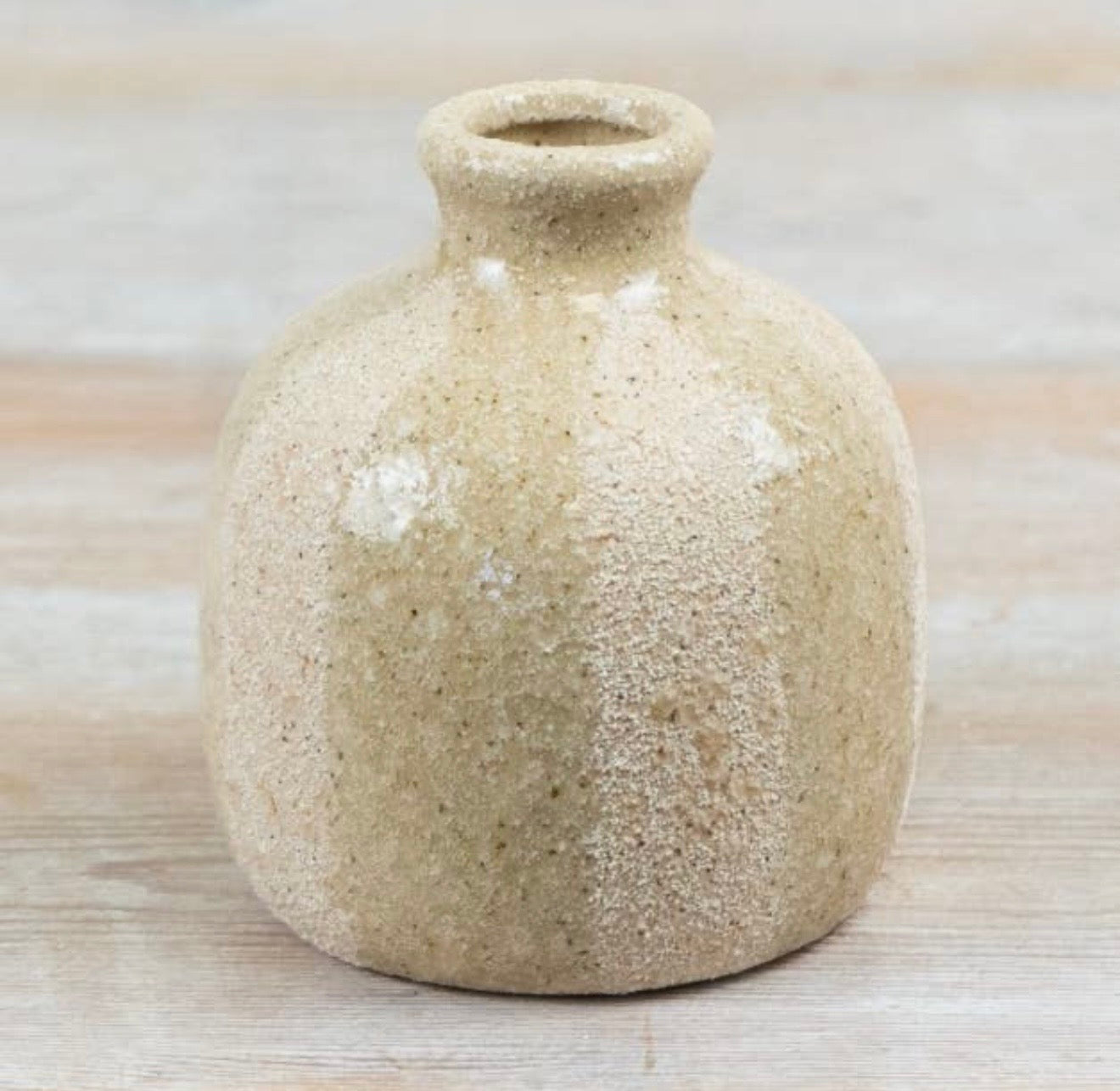 Rustic stone effect ceramic vase in a natural neutral finish for dried flowers and home décor.